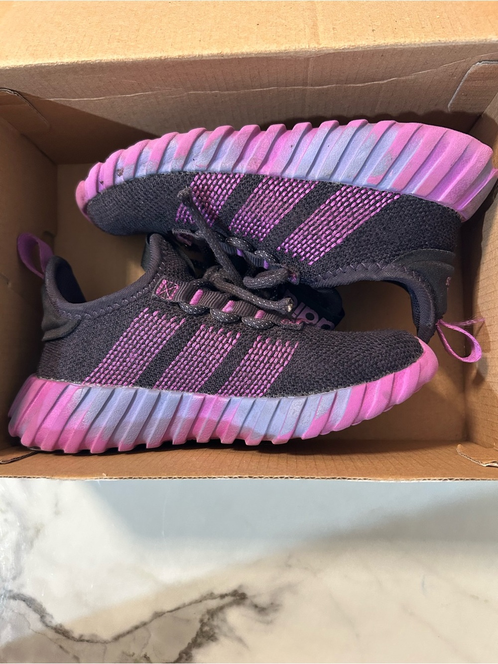 Girls Adidas Black Purple & Pink Gradient Slip on Sneakers